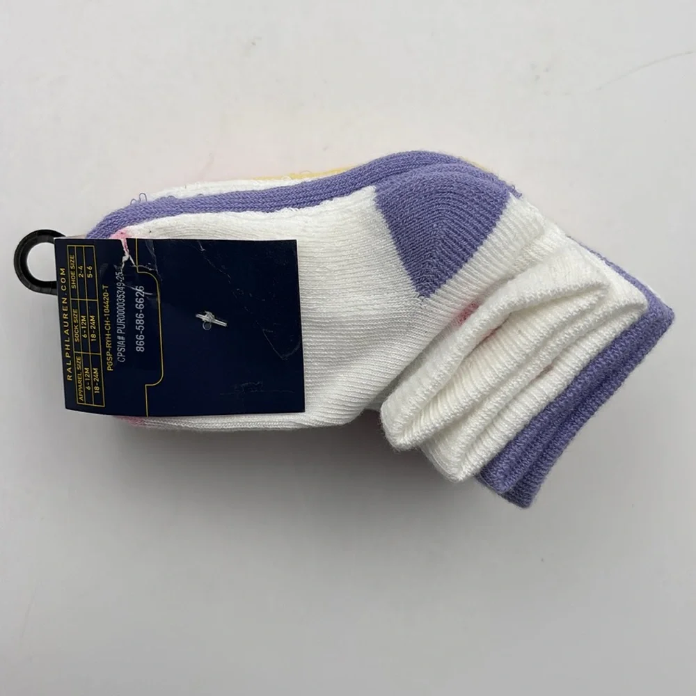 Polo Ralph Lauren Baby Girls Quarter Length Low Cut Socks Pack of 6